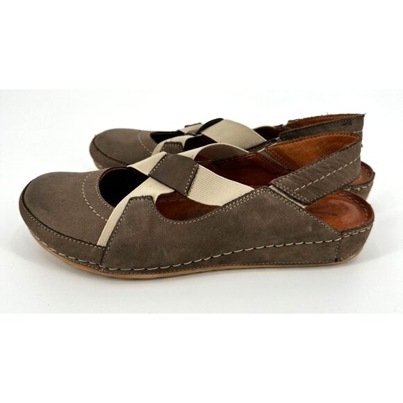 V Italia Leather Slingback Shoe Women 40 (9) Taupe Nubuck Shock Absorber Comfort - Picture 1 of 10